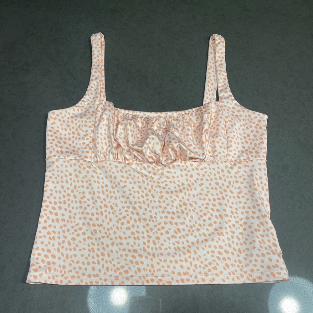 Forever 21 Pink And White Spotted Tank Top